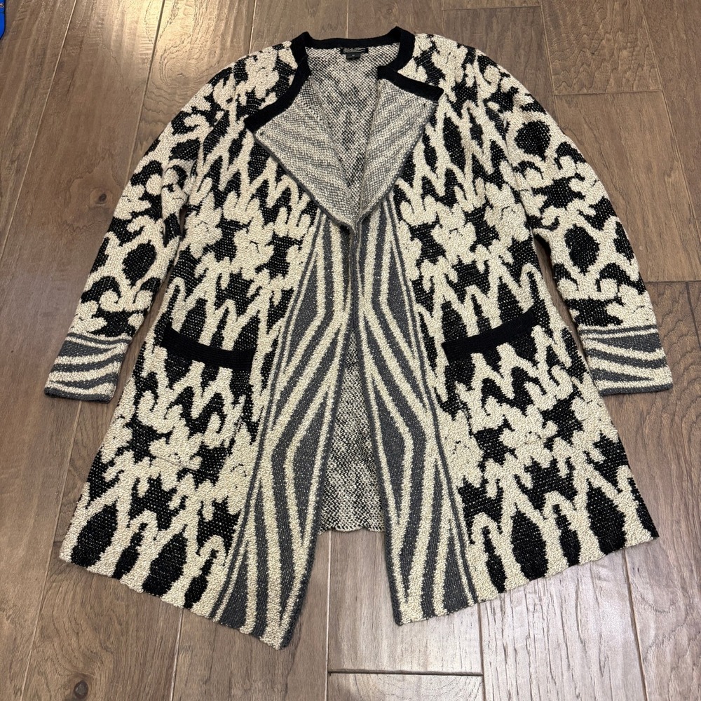 Lucky Brand Geometric Print‎ Open Front Cardigan Sweater Women's Size M
